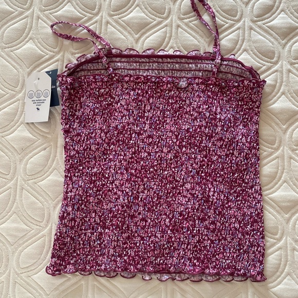Purple and pink floral brand new Abercrombie ruched tank top - Picture 2 of 3
